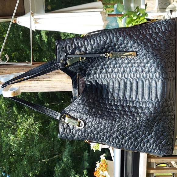 Vince Camuto | Riley Black Bubble Leather Shoulder Crossbody Bag Purse - Picture 16 of 16